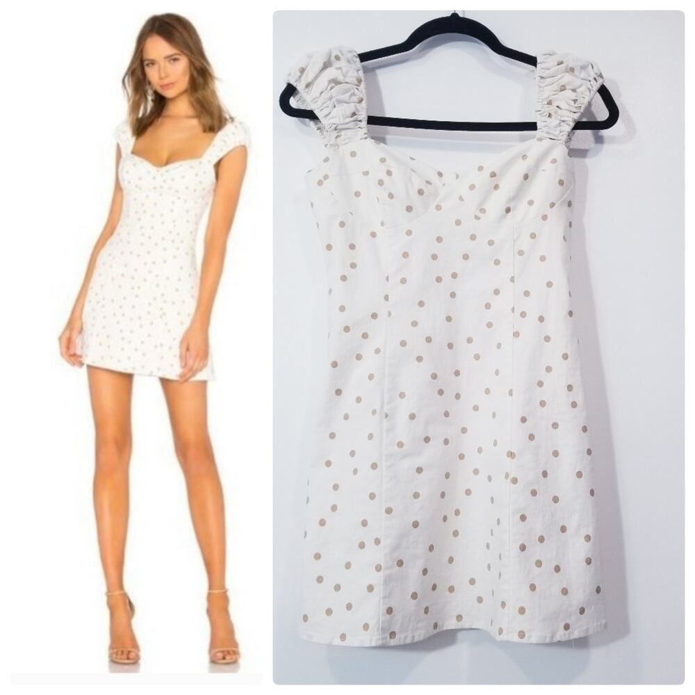 Revolve LPA Linen Blend Polka Dots Mini Dress